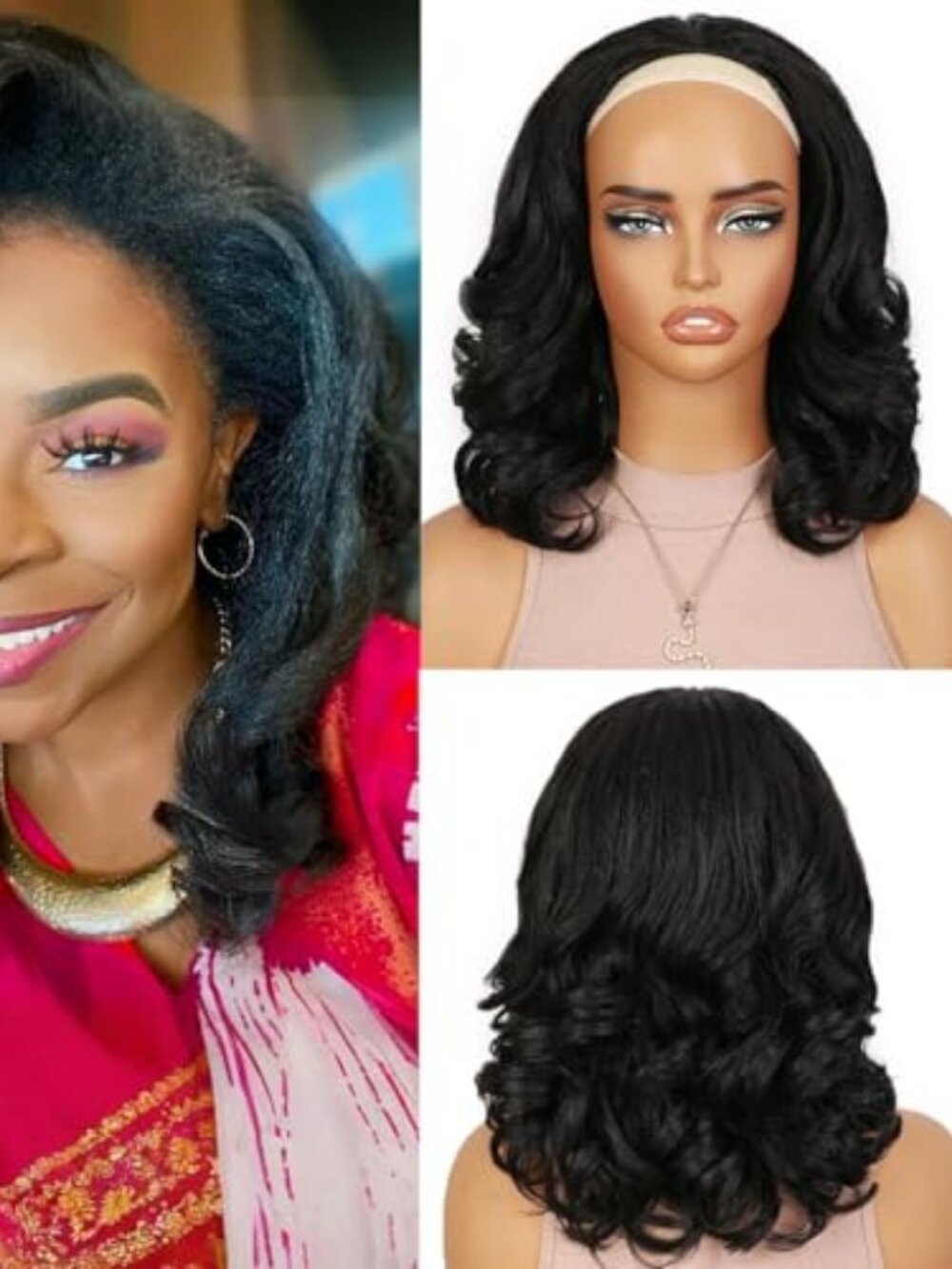 Yaki Curly Half Wig Loose Curly Half Wig Bob for Black Women | Kinky Straight